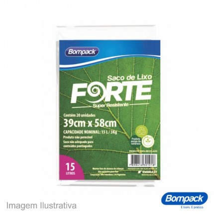 SACO P/LIXO FORTE 039X58CM 015L PT C/20