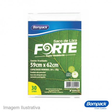 SACO P/LIXO FORTE 059X62CM 030L PT C/10
