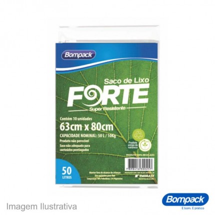 SACO P/LIXO FORTE 063X80CM 050L PT C/10