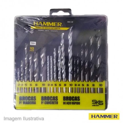 JOGO BROCA AC/AR/WD 18PC HAMMER KBX18P