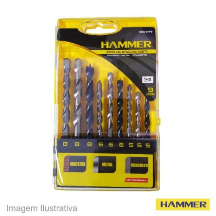 JOGO BROCA AC/AR/WD 09PC HAMMER KBX9PPF