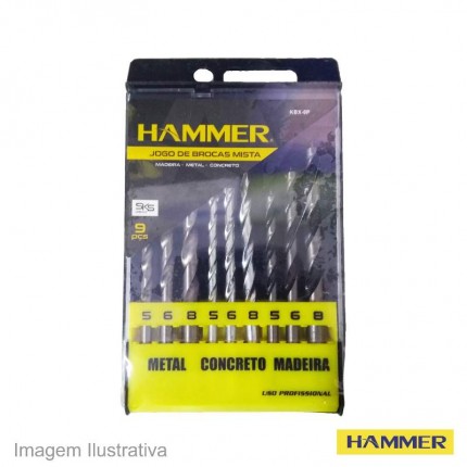 JOGO BROCA AC/AR/WD 09PC HAMMER KBX9P
