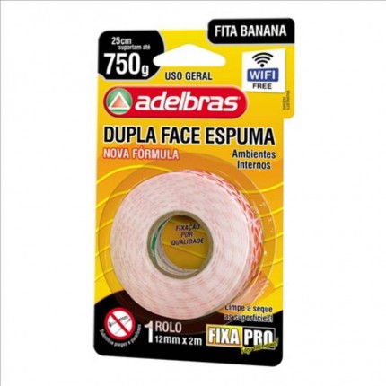 FITA DUPLA FACE(ESP)12MMX02M ADELBRAS
