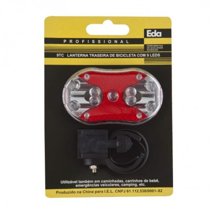 LANTERNA P/BIKE EDA 09LEDS 9TC TRAS.PILH