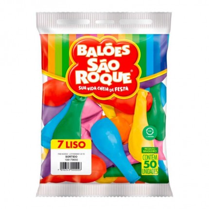 BALAO S.ROQUE 7 LISO C/50 SORTIDO