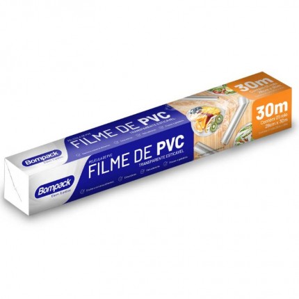 FILME PVC BOMPACK TRANSP.28CM 30M