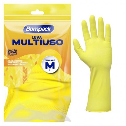 LUVA LATEX BOMPACK FORRADA AM MD