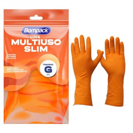 LUVA LATEX BOMPACK FORRADA LARANJ.GD