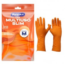 53684 - LUVA LATEX BOMPACK FORRADA LARANJ.MD