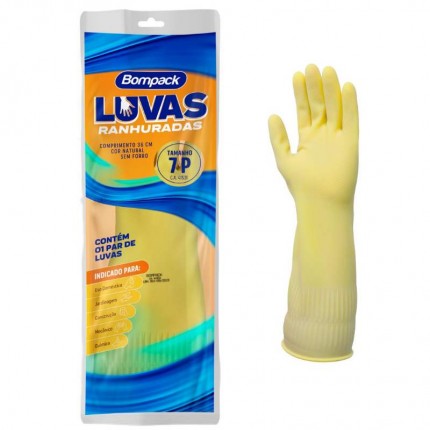 LUVA LATEX BOMPACK RANHURADA AM PQ(39CM)