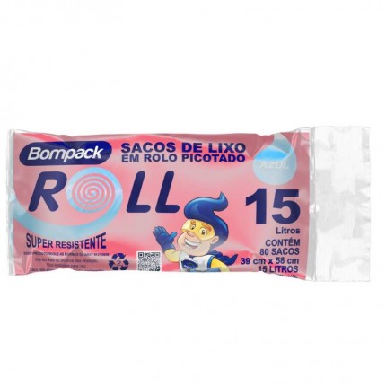 SACO P/LIXO ROLL 39X58CM 015L AZ C/80