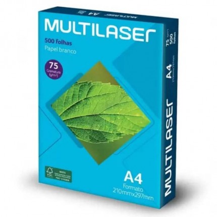 PAPEL A4 FOLHA 75G/M2 BR C/500 MULTILAS