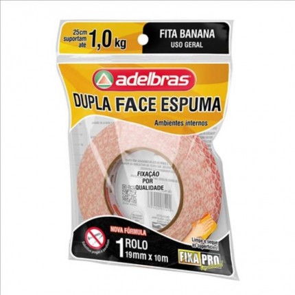 FITA DUPLA FACE(ESP)19MMX10M ADELBRAS