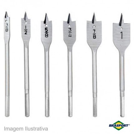 JOGO BROCA CHATA 06PCS BRASFORT 8015