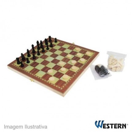 JOGO XADREZ/DAMAS/GAMAO 3X1 WEST.3301